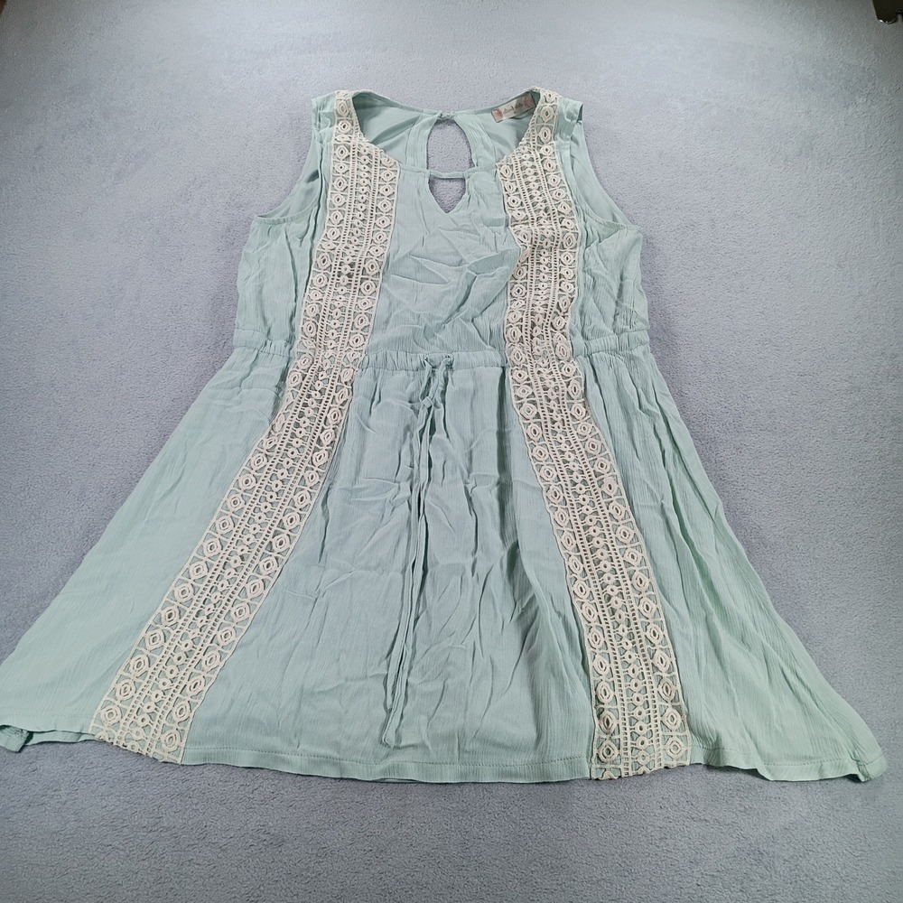 Altar'd State Women Mini Dress Mint Green Medium Crochet Lace Boho Sleeveless
